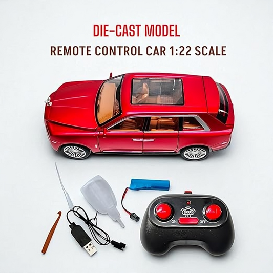 Remote Control Metal Diecast Rolles Roy Car with SmokeEffect,Light and OpenableDoors 1:22(Black,Red,White)