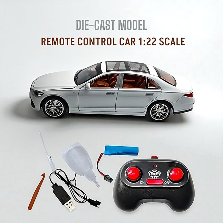 Remote Control Metal Diecast Maybach Car with SmokeEffect,Light and OpenableDoors 1:22(Black,White,Red)