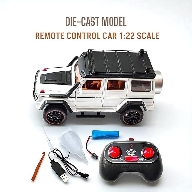 Remote Control Metal Diecast G-wagon Car with SmokeEffect,Light and OpenableDoors 1:22(Red,White,Black)