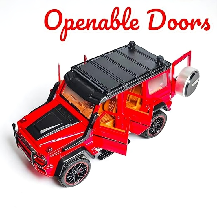 Remote Control Metal Diecast G-wagon Car with SmokeEffect,Light and OpenableDoors 1:22(Red,White,Black)