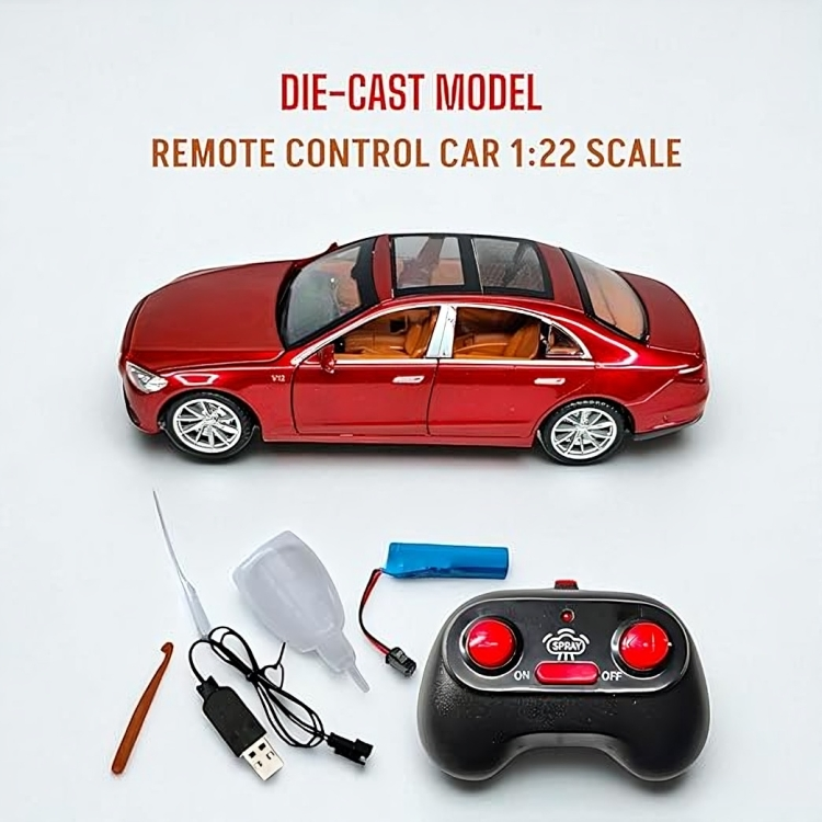 Remote Control Metal Diecast Maybach Car with SmokeEffect,Light and OpenableDoors 1:22(Black,White,Red)
