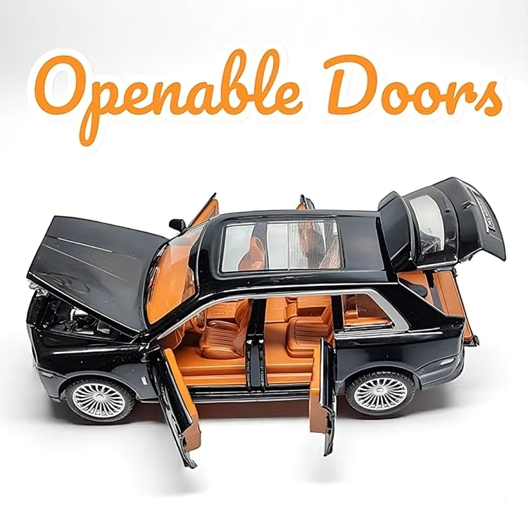 Remote Control Metal Diecast Rolles Roy Car with SmokeEffect,Light and OpenableDoors 1:22(Black,Red,White)