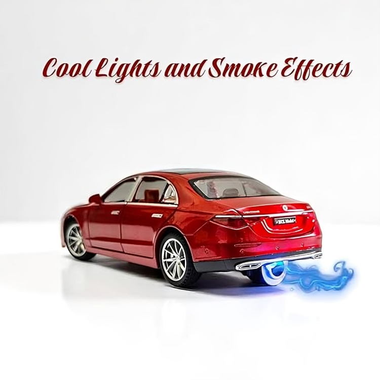 Remote Control Metal Diecast Maybach Car with SmokeEffect,Light and OpenableDoors 1:22(Black,White,Red)