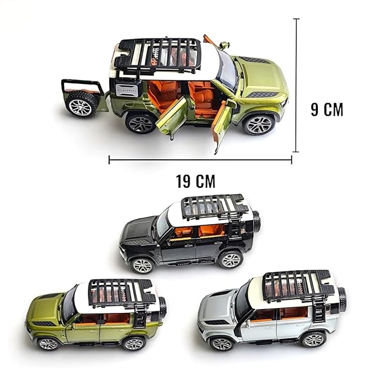 Remote Control Metal Diecast Defender Car with SmokeEffect,Light and OpenableDoors 1:22(Black,Silver,NavyGreen)
