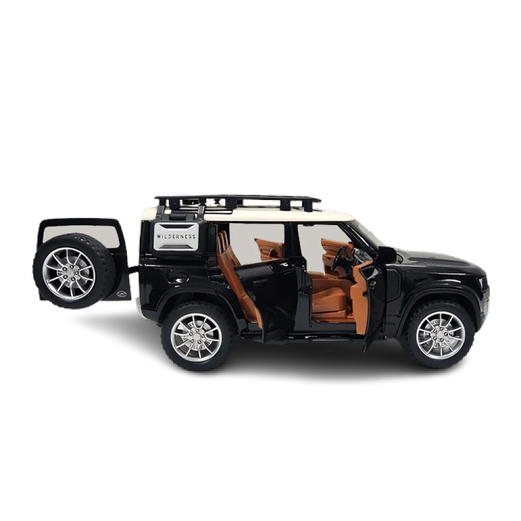 Remote Control Metal Diecast Defender Car with SmokeEffect,Light and OpenableDoors 1:22(Black,Silver,NavyGreen)